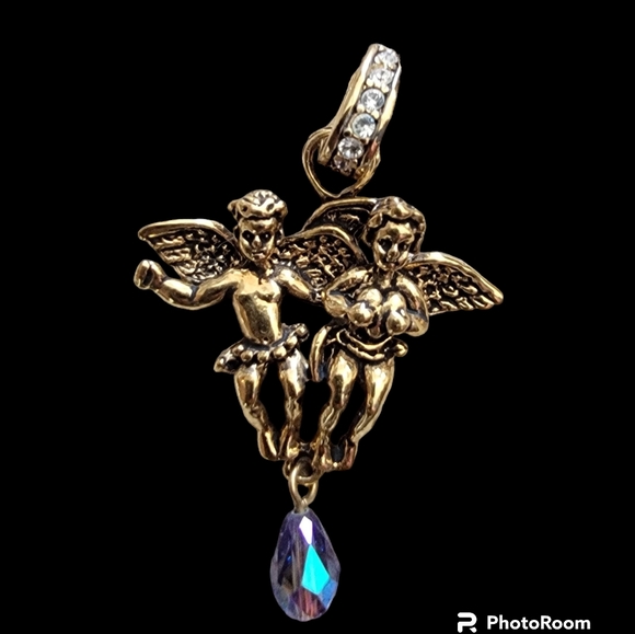 Vintage Kirk's Folly Cherub Pendant with Box Clasp Bale - Picture 1 of 5